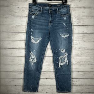 Judy Blue Boyfriend Fit Jeans Dark Wash Distressed Plus Size 15/32